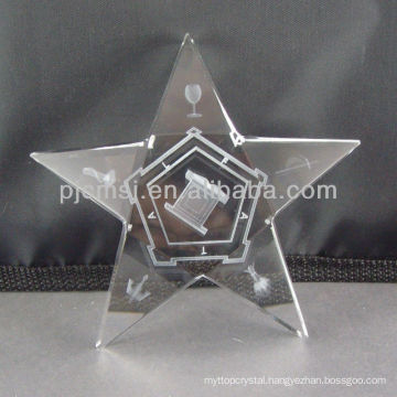 2015 Wholesale customized Crystal Star with 3D Laser Engraving